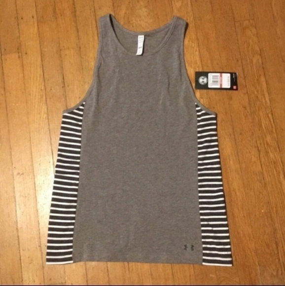 NWT Under Armor Gray Striped Active wear Tank Top - Picture 1 of 6